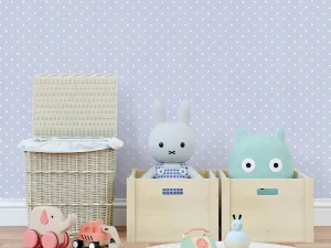 کاغذ دیواری کودک طرح نقطه‌چین | آبی / سفید کد 12040