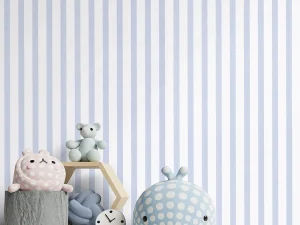 کاغذ دیواری کودک طرح راه‌راه | آبی کد 12039