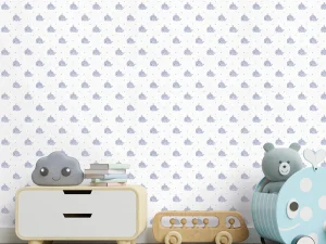 کاغذ دیواری کودک طرح نهنگ‌های دریایی | آبی / سفید کد 12037