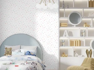 کاغذ دیواری کودک طرح قلبی | سفید کد 12028