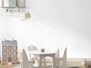 کاغذ دیواری کودک طرح ستاره باران | سفید کد 12027