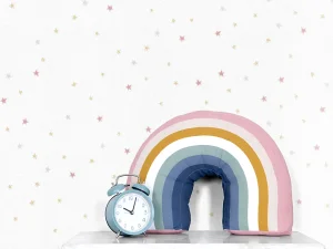 کاغذ دیواری کودک طرح ستاره باران | سفید کد 12027