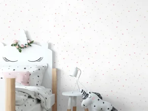 کاغذ دیواری کودک طرح ستاره باران | سفید کد 12027