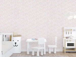 کاغذ دیواری کودک طرح قلبی | صورتی کد 12024