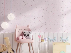 کاغذ دیواری کودک طرح ستاره باران | صورتی کد 12023