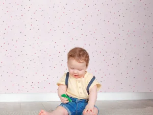 کاغذ دیواری کودک طرح ستاره باران | صورتی کد 12023