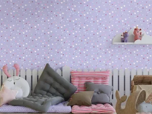 کاغذ دیواری کودک طرح قلبی | بنفش کد 12020