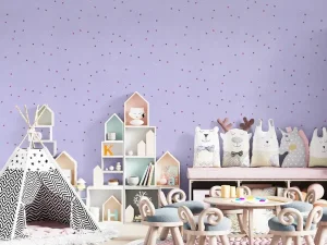 کاغذ دیواری کودک طرح ستاره باران | بنفش کد 12019