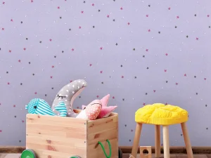 کاغذ دیواری کودک طرح ستاره باران | بنفش کد 12019