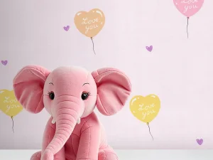 کاغذ دیواری کودک طرح بادکنک های قلبی | صورتی کد 12015