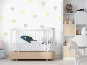 کاغذ دیواری کودک طرح بادکنک های قلبی کد 12011