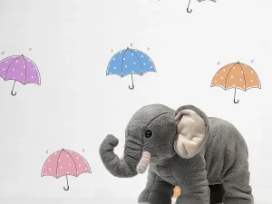 کاغذ دیواری کودک طرح چترهای رنگی | سفید کد 12008
