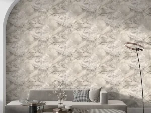 کاغذ دیواری طرح رگه‌دار / پتینه سفید کد ۱۱۰۱۰