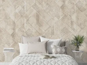 کاغذ دیواری طرح هندسی / پتینه کرم کد ۱۱۰۳۰