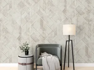 کاغذ دیواری طرح هندسی / پتینه سفید کد ۱۱۰۳۲