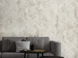 کاغذ دیواری طرح هندسی / پتینه سفید کد ۱۱۰۳۲