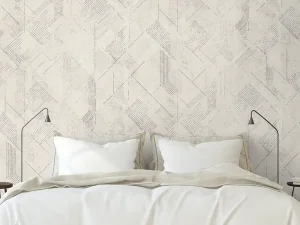 کاغذ دیواری طرح هندسی / پتینه سفید کد ۱۱۰۳۴