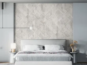 کاغذ دیواری طرح هندسی / پتینه نقره‌ای کد ۱۱۰۳۶