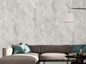 کاغذ دیواری طرح هندسی / پتینه نقره‌ای کد ۱۱۰۳۶