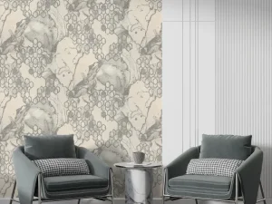 کاغذ دیواری طرح هندسی سفید / نقره‌ای کد ۱۱۱۰۲