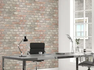 کاغذ دیواری طرح آجر نقره‌ای / نارنجی کد ۱۱۱۰۸