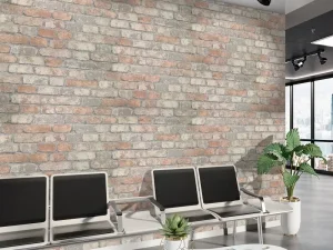 کاغذ دیواری طرح آجر نقره‌ای / نارنجی کد ۱۱۱۰۸