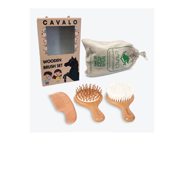شانه و برس سه تیکه چوبی کاوالو Cavalo
