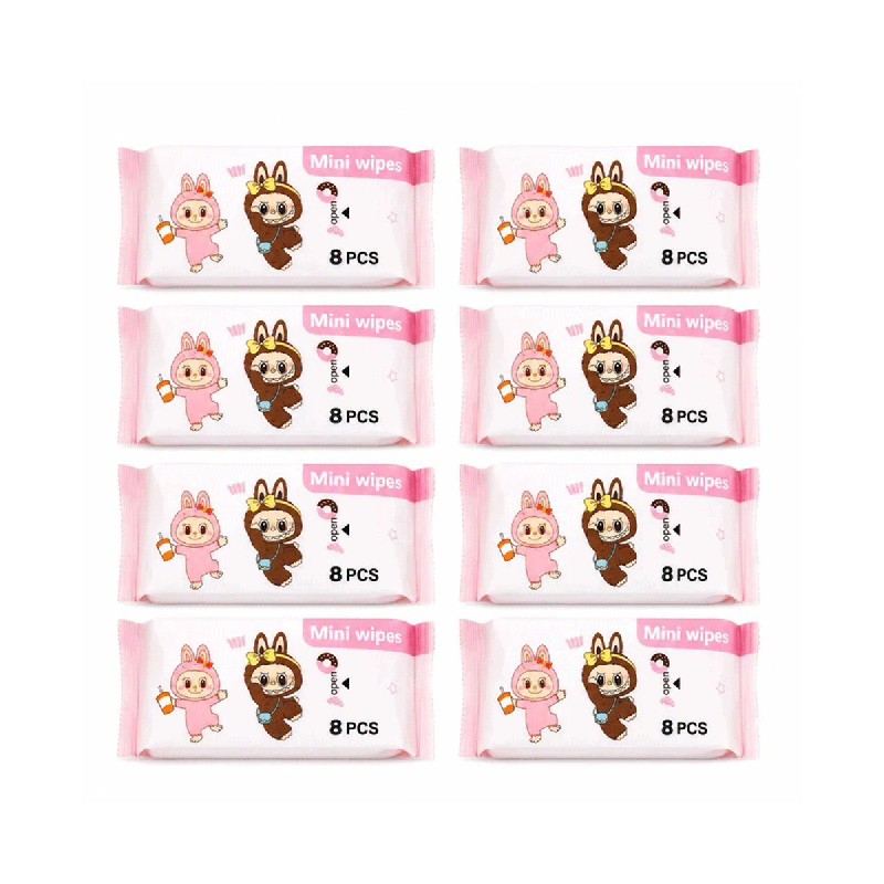 دستمال مرطوب کودک مدل Mini Wipes مجموعه 8 عددی