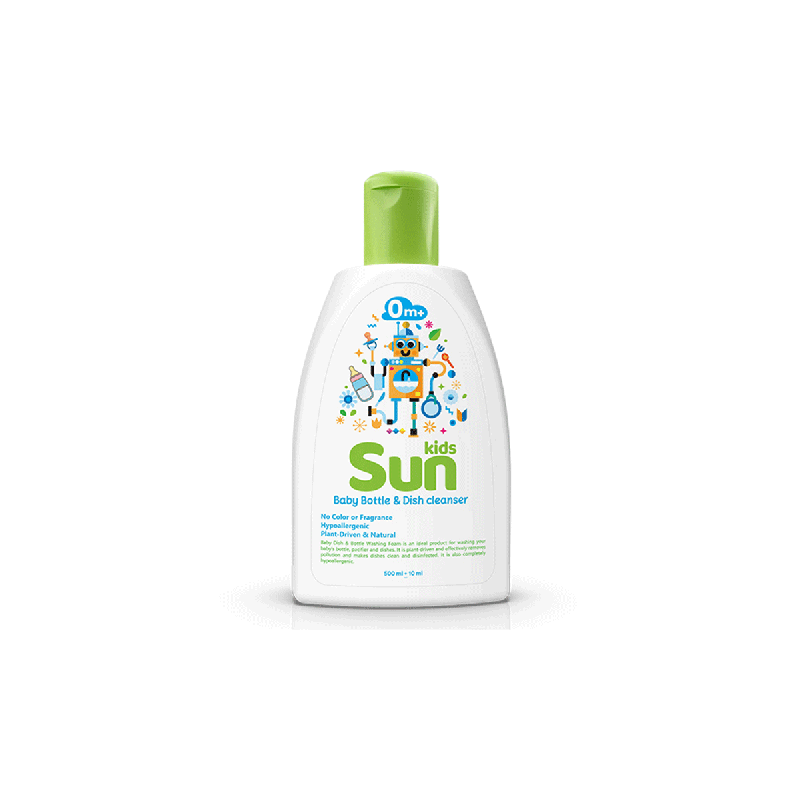 مایع شوینده شیشه شیر و ظروف 500 میلی لیتر سان کیدز Sun Kids