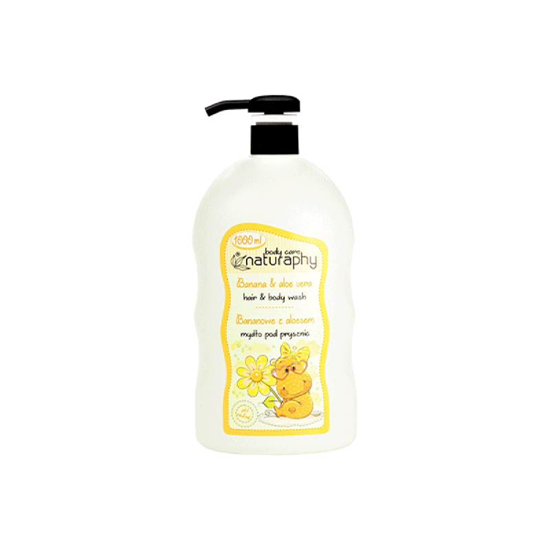شامپو سر و بدن كودک موز و آلوئه ورا naturaphy حجم 1000 ميلی لیتر