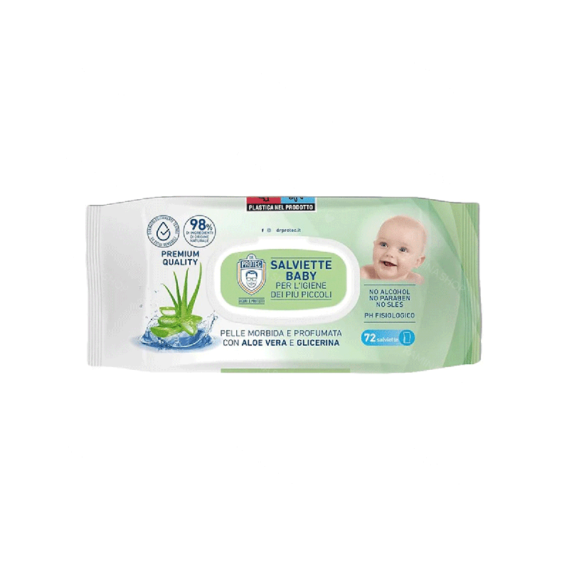 دستمال مرطوب کودک 72 عددی حاوی عصاره آلوئه ورا دکتر پروتک Dr Protec