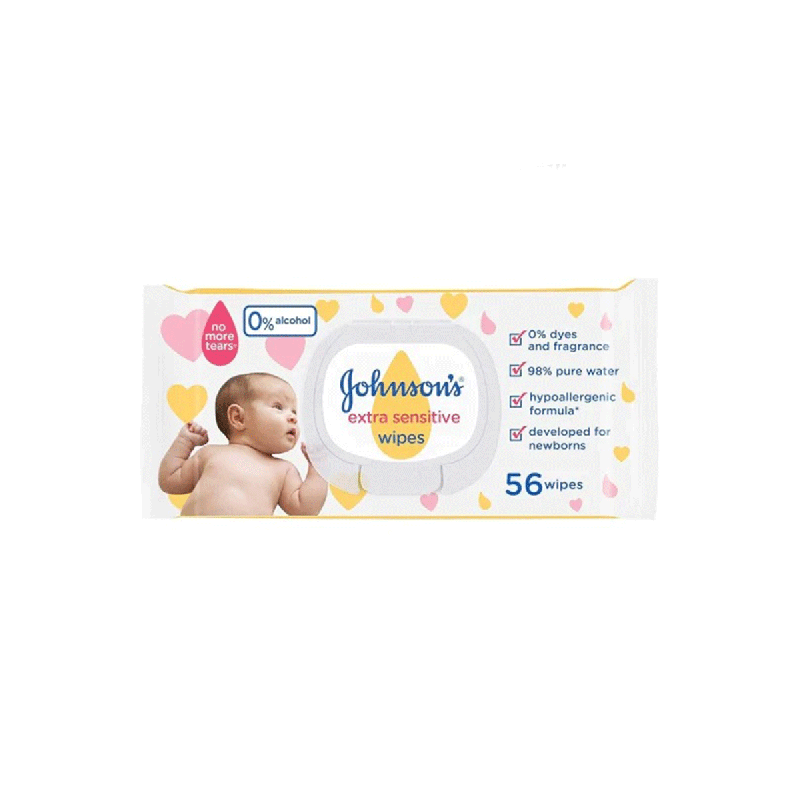 دستمال مرطوب کودک جانسون EXTRA SENSITIVE بسته 56 عددی