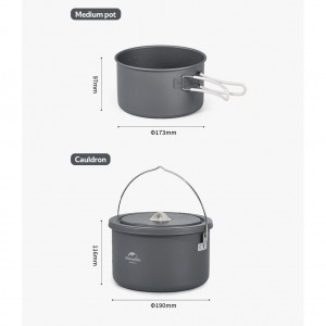 ست 4 پارچه ظروف سفری نیچر هایک Aluminium Alloy Camping Kettle Set