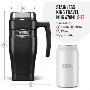 ماگ دسته دار ترموس مدل KING TUMBLER – حجم 470 میلی لیتر