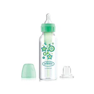 شیشه شیر طلقی باریک سبز 250 میل دکتر براونز اورجینال (همراه با سری آب خوری)