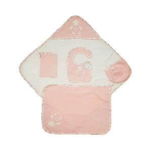 سرویس حوله 5 تکه کودک مری پاپ طرح لاک پشت صورتی