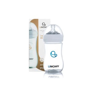 شیشه شیر طلقی 12+ ماه یومامی سفیدUMOMY ظرفیت 330 میلی لیتر