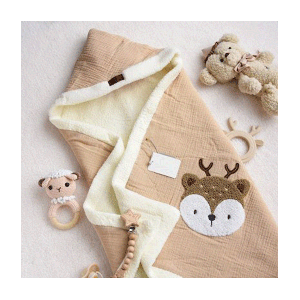 پتو کلاهدار موسلین نوزادبی بی لایک Baby Like طرح گوزن