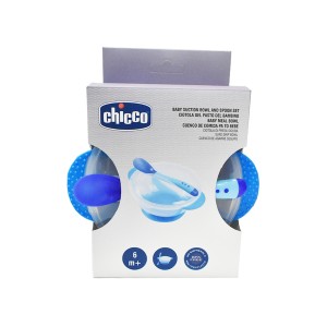 کاسه چسبان درب دار کودک به همراه قاشق چیکو chicco آبی