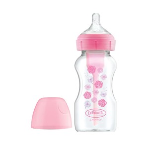 شیشه شیر طلقی پهن 270 میل صورتی دکتر براونز اورجینال (سرشیشه پهن صفر ماه)