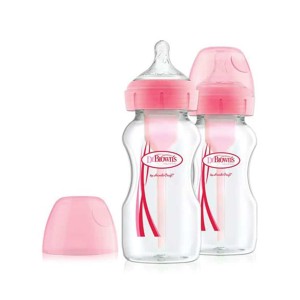 شیشه شیر طلقی 2عددی آپشن پلاس 270 میل صورتی دکتر براونز اورجینال