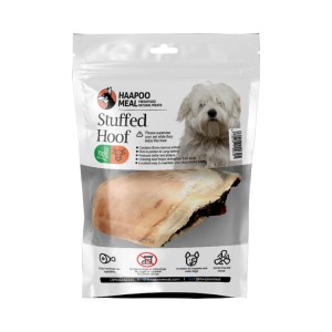 تشویقی سگ هاپومیل مدل  سم گاو پر شده با سیرابی سبز Stuffed Hoof with Green Tripe