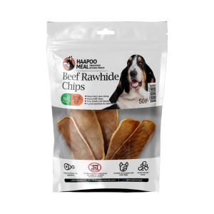 تشویقی سگ هاپومیل مدل چیپس پوست گاو Beef Backstraps Tendons