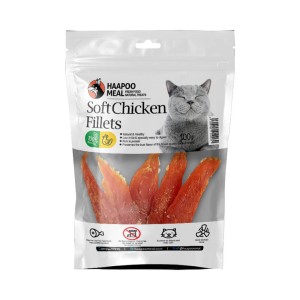 تشویقی گربه هاپومیل مدل فیله نرم مرغ Soft Chicken Fillets