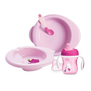 سرویس غذاخوری 4 تکه صورتی اورجینال چیکو (6+ ماه)