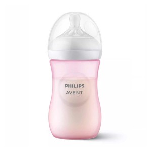 شیرخوری طلقی 260ml صورتی Natural Response اونت سرشیشه 3 قطره ( نسل جدید )