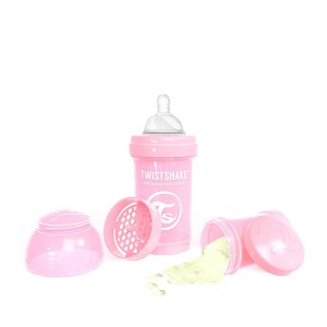 شیشه شیر طلقی 180 میل تویست شیک صورتی (پاستلی)