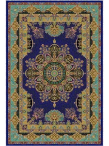 فرش ماشینی ابریشمی طرح دستباف مشکی 1500 شانه کد