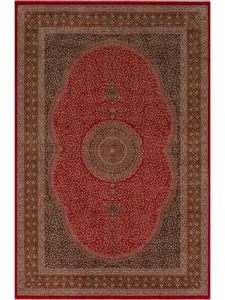 فرش ماشینی ابریشمی طرح دستباف لاکی 1500 شانه کد 5511
