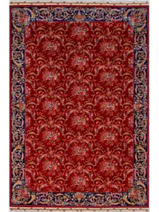 فرش ماشینی ابریشمی طرح دستباف لاکی 1500 شانه کد 5513